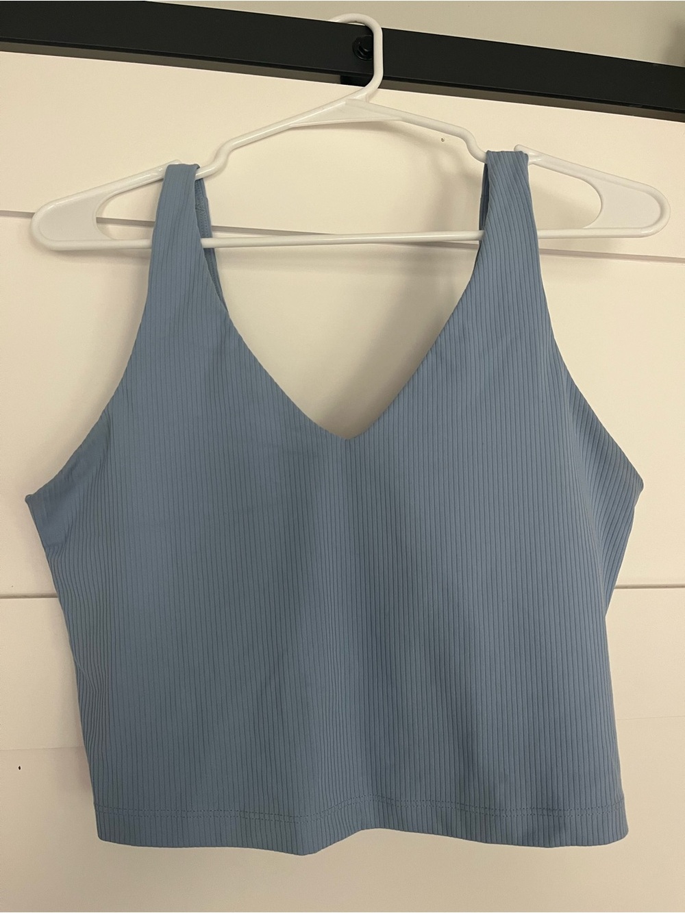 Athleta Ribbed V-Neck Tank Top in Light Blue